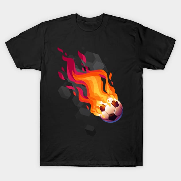 Flaming Football T-Shirt by Waynem